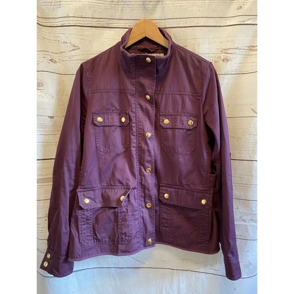 J. Crew Relaxed Boyfriend Field Zip Jacket Denim Plum Womens Medium Cotton - Picture 2 of 8